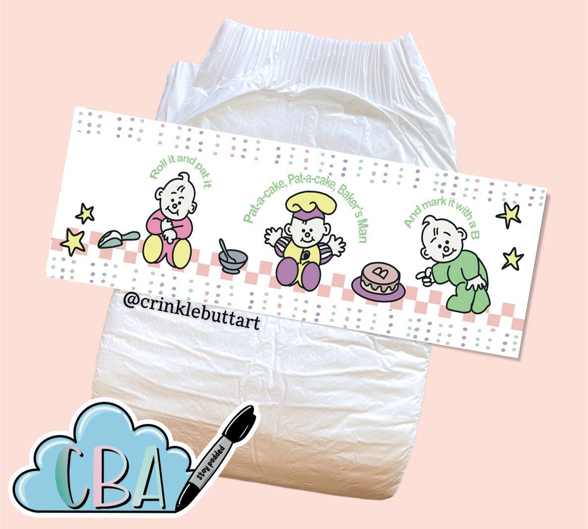 ABDL Clear Premium Diaper Tapes “Vintage Nursery Rhymes”