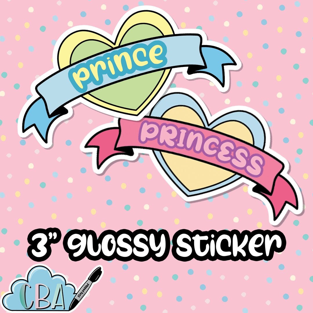 Princess or Prince Sticker, 3" Glossy White