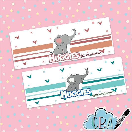 ABDL Diaper Tapes, “Pink OR Blue Elephant”