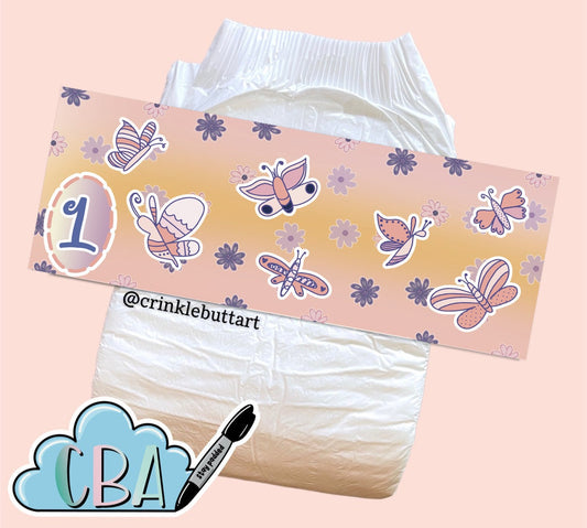 ABDL Diaper Tape, "Butterflies and Flowers"
